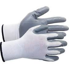 nitrile coated gloves white &grey