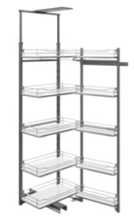 Pantry Unit, 1900-2200mm, 5 sets of solid base, Chrome baskets, cabinet width 600mm