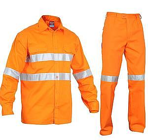 12 CAL IFR SHIRT AND PANT WITH METALLIC BUTTONS, 2 INCH FR REFLECTIVE TAPE
