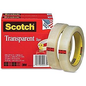 3M Scotch 600 Transparent Tape 1X72 Yds